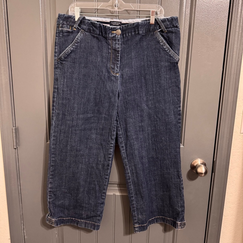 Lands' End Blue Ankle Cropped Jeans Relaxed Fit